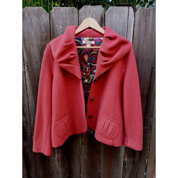 Beyond Threads Women's Brick Color Alpaca Wool‎ Jacket Colorful Liner Peru L - Picture 11 of 11